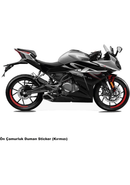 Cfmoto 250SR Ön Çamurluk Kırmızı Duman Parçalı Kaplama Stıcker Etiket Modeli