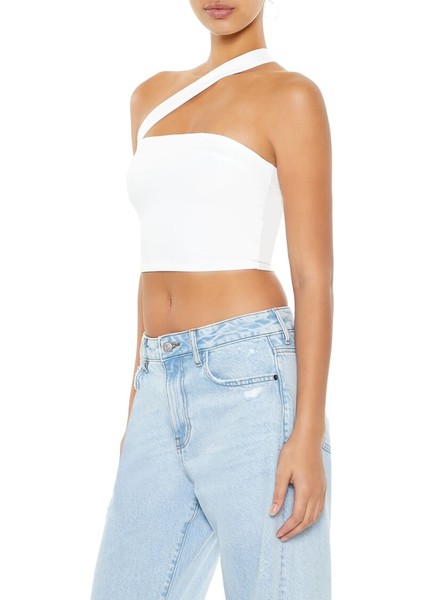 Asimetrik Askılı Crop Büstiyer