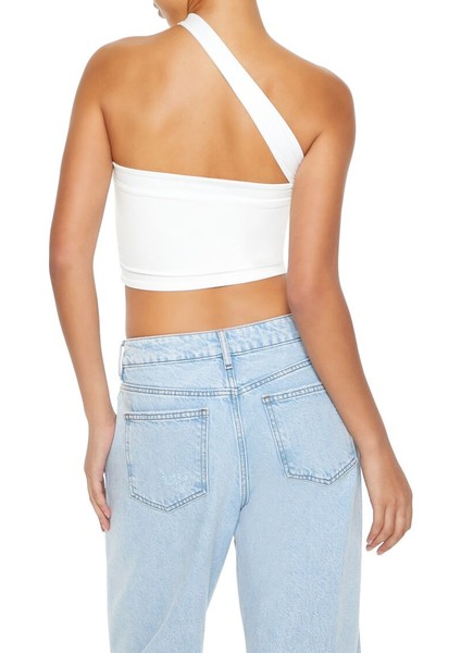 Asimetrik Askılı Crop Büstiyer