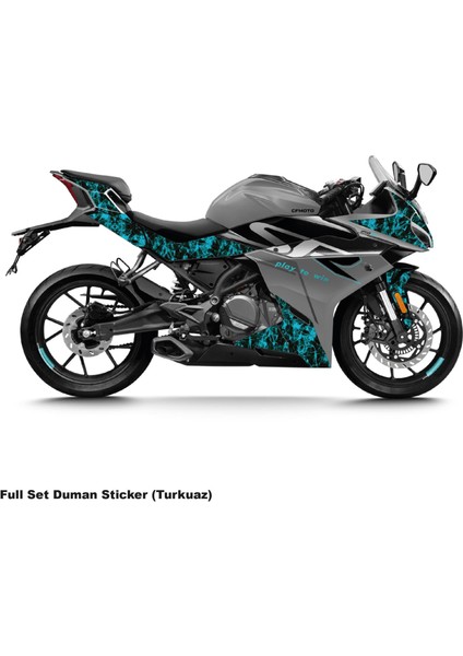 Cfmoto 250SR Full Takım Turkuaz Duman Parçalı Kaplama Stıcker Etiket Modeli