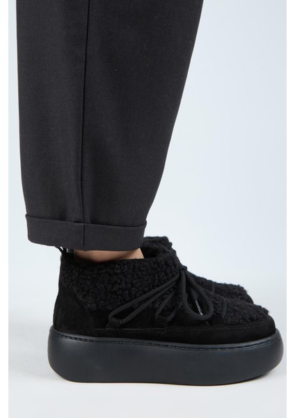 (Eleni) Kadın Deri Içi Kürklü Mini Tedy Detaylı Siyah Bot fiyatları