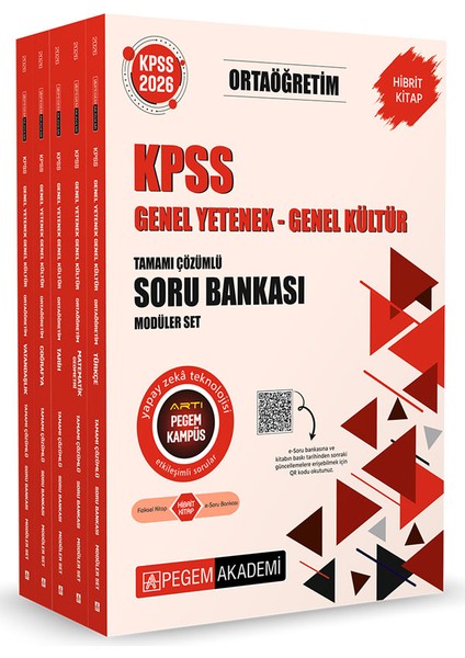 2026 KPSS Genel Yetenek Genel Kültür Ortaöğretim Tamamı Çözümlü Soru Bankası Modüler Set 5 Kitap