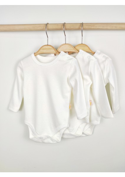 3'lü %100 Pamuk Uzun Kollu Bebek Body Pamuklu Unisex Kız Erkek Bebek Body Zıbın