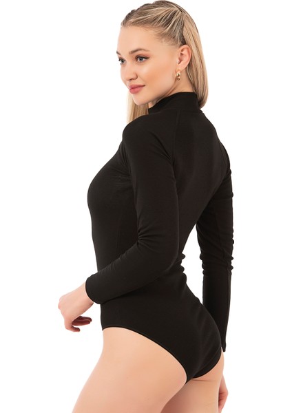 Özkan 24201 Kadın Termal Uzun Kollu Balıkçı Yaka Kancalı Çıtçıtlı Body