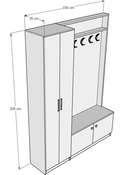 Vestiyer ve Portmanto V-01 150 cm