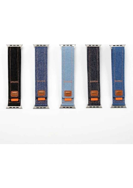 Apple Için Denim Kumaş Bilezik Döngü Kayışı Izle 42-44-45-46-49MMS 10 (46MM) Leisure 42 modelleri