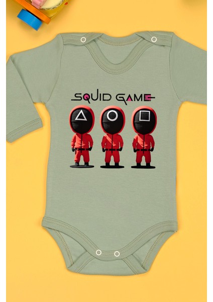 %100 Pamuk Squid Game Baskılı Omuz Çıt Çıt Zıbın
