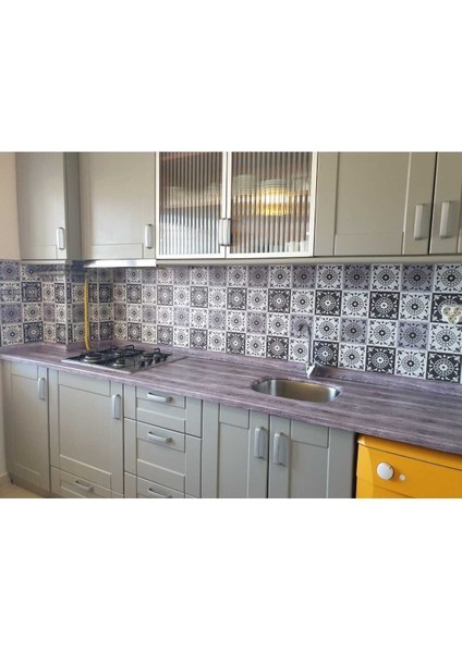 Merdiven Sticker Kendinden Yapışkanlı Folyo Kaplama 5 Adet (18 cm x 120 cm ) Gri-Beyaz fırsatları