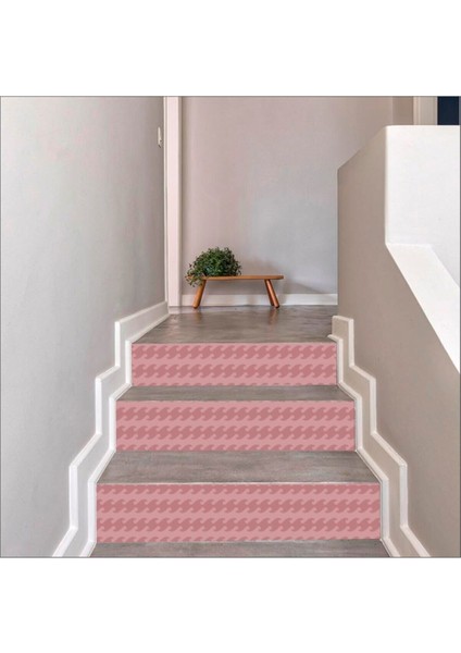 Merdiven Sticker Kendinden Yapışkanlı Folyo Kaplama 5 Adet Pembe (18 cm x 120 cm )