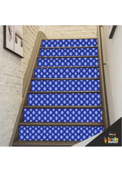 Merdiven Sticker Kendinden Yapışkanlı Folyo Kaplama 5 Adet Lacivert (18 x 120 cm )