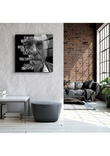 Charles Bukowski Designers Collection Cam Duvar Tablosu