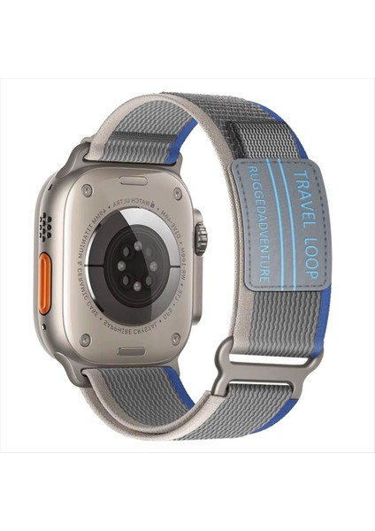 Apple Watch Için Naylon Spor 42-44-45-49MM'YE Uygun Sihirli Bant Kapatmalı Ayarlanabilir S10-46MM