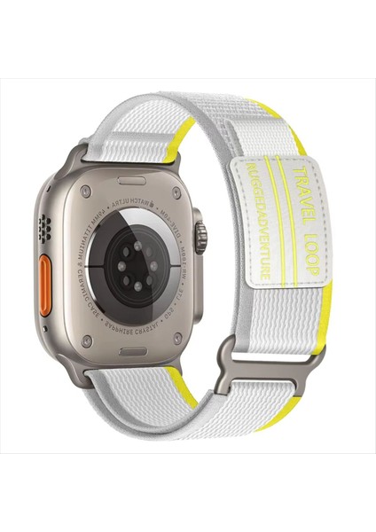 Apple Watch Için Naylon Spor 42-44-45-49MM'YE Uygun Sihirli Bant Kapatmalı Ayarlanabilir S10-46MM
