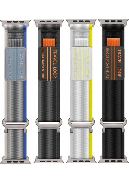 Apple Watch Için Naylon Spor 42-44-45-49MM'YE Uygun Sihirli Bant Kapatmalı Ayarlanabilir S10-46MM