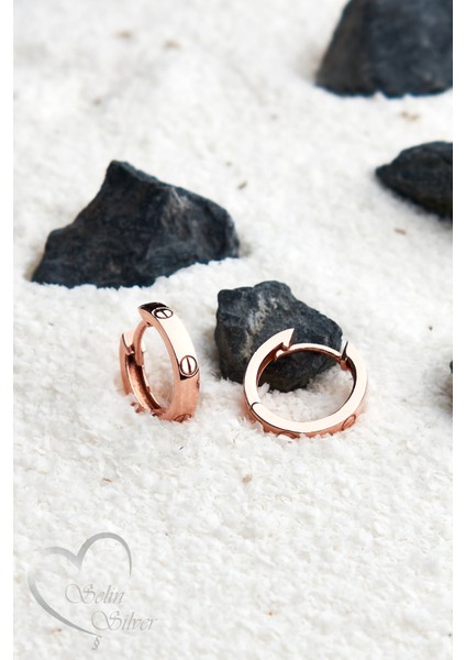 Halka Küpe Modern Stil Gold, Gümüş ve Rose Renk 925 Ayar Gümüş Küpe