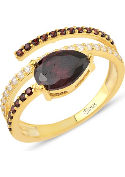 Garnet Zirconia Taşlı Harmonic Twist Yüzük