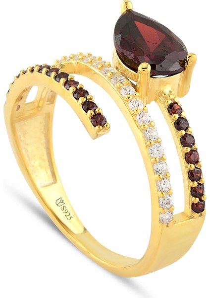 Garnet Zirconia Taşlı Harmonic Twist Yüzük