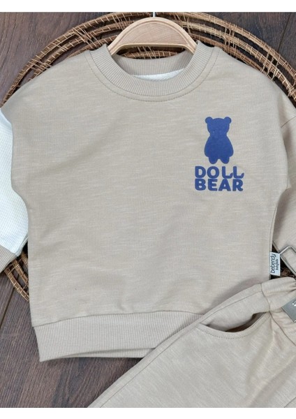 Bebek Ayı Baskılı Düğme Detaylı 2li Takım fiyatları