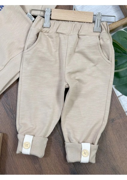 Bebek Ayı Baskılı Düğme Detaylı 2li Takım modelleri