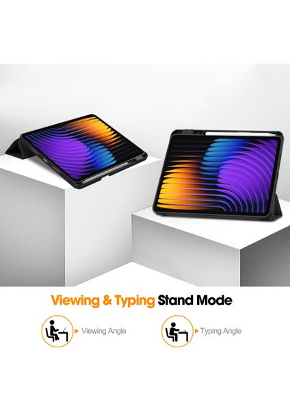 Xiaomi Pad 7 Pro / Pad 7 Için Kalem Yuvalı Şok Emici Deri Tablet Kılıfı-Siyah (Yurt Dışından) fırsatları