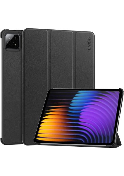Xiaomi Pad 7 Pro/xiaomi Pad 7 Için Enkay Hat Prınce Üç Katlı Kapak Pu Deri + Pc Tablet Kılıfı-Siyah (Yurt Dışından)