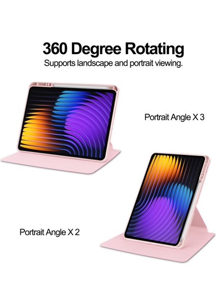 Xiaomi Pad 7 Pro / Pad 7 Kılıfı 360&#176; Rotary Pu Deri+Akrilik Tablet Kılıfı (Klavyesiz)-Pembe (Yurt Dışından) fiyatları
