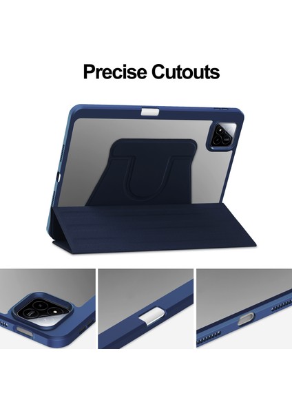 Xiaomi Pad 7 Pro / Pad 7 Kılıfı 360&#176; Rotary Pu Deri+Akrilik Tablet Kılıfı (Klavyesiz)-Koyu Mavi (Yurt Dışından) fırsatları