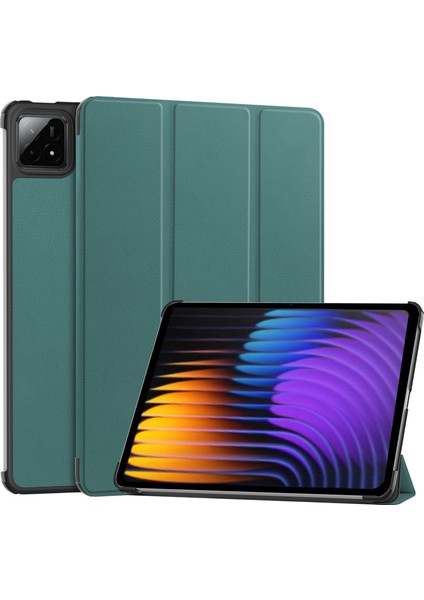 Xiaomi Pad 7 Pro/pad 7 Kılıf Anti-Düşme Deri Tablet Kılıfı-Siyahımsı Yeşil (Yurt Dışından)