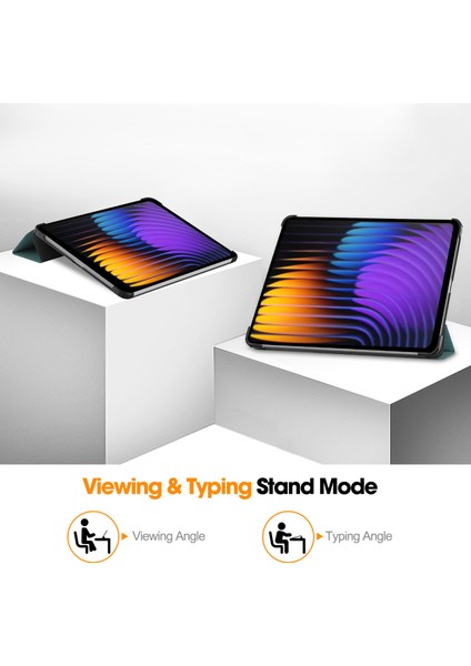 Xiaomi Pad 7 Pro/pad 7 Kılıf Anti-Düşme Deri Tablet Kılıfı-Siyahımsı Yeşil (Yurt Dışından) modelleri
