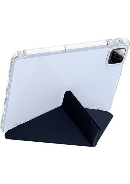 Xiaomi Pad 7 Pro / Pad 7 Kılıf Pu Deri Origami Şeffaf Tablet Kapağı-Koyu Mavi (Yurt Dışından) fırsatları