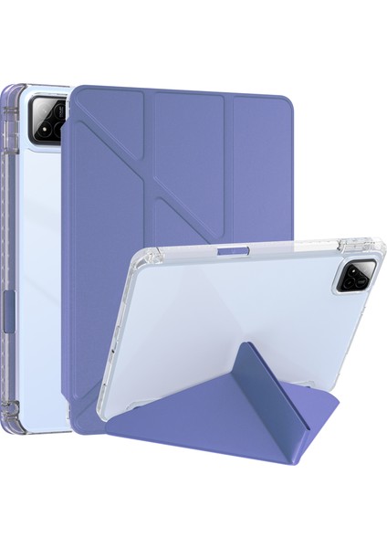 Xiaomi Pad 7 Pro / Pad 7 Kılıf Pu Deri Origami Şeffaf Tablet Kapağı-Lavanta Moru Için (Yurt Dışından)