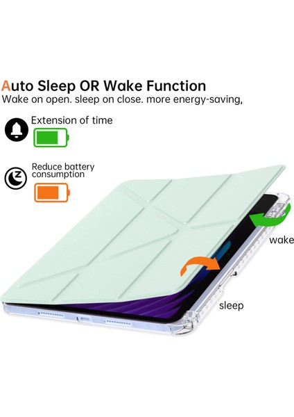Xiaomi Pad 7 Pro / Pad 7 Kılıf Pu Deri Origami Şeffaf Tablet Kapağı-Açık Yeşil (Yurt Dışından) indirimleri