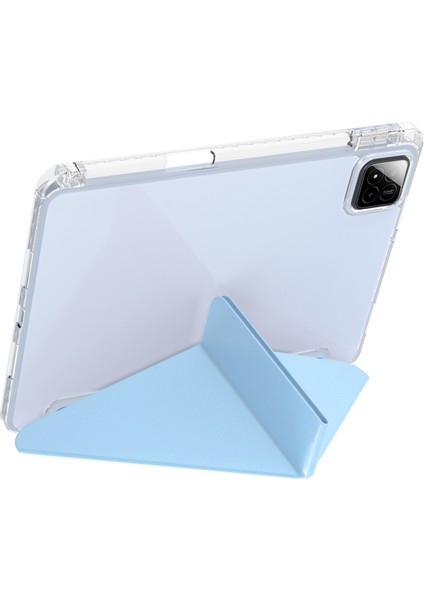 Xiaomi Pad 7 Pro / Pad 7 Kılıf Pu Deri Origami Şeffaf Tablet Kılıfı-Bebek Mavisi (Yurt Dışından) fırsatları