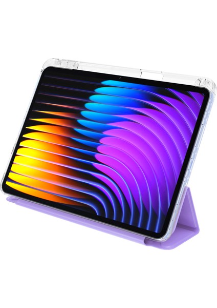 Xiaomi Pad 7 Pro / Pad 7 Kılıf Pu Deri Origami Şeffaf Tablet Kapağı-Mor (Yurt Dışından) fiyatları