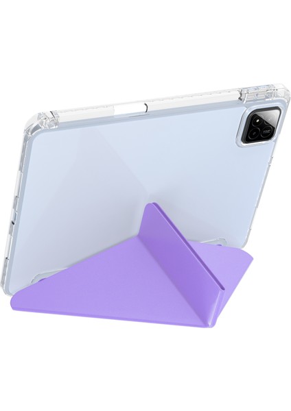 Xiaomi Pad 7 Pro / Pad 7 Kılıf Pu Deri Origami Şeffaf Tablet Kapağı-Mor (Yurt Dışından) fırsatları