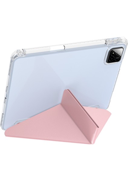 Xiaomi Pad 7 Pro / Pad 7 Kılıf Pu Deri Origami Şeffaf Tablet Kapağı-Pembe (Yurt Dışından) fırsatları