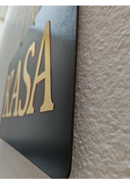 Kasa Yazılı Siyah Mdf Üzeri Gold Aynalı Pleksi Yazılı Yönlendirme Levhası Tabela 50X30 cm fırsatları