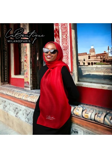 Simli Şal - Kırmızı - 70X190