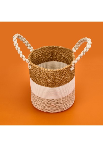 Living Boho Style Büyük Örgü Sepet - Renkli - 25X25 cm
