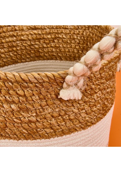 Living Boho Style Büyük Örgü Sepet - Renkli - 25X25 cm