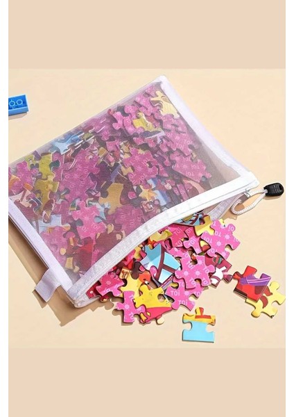 Fermuarlı File Saklama Çantası Puzzle Çantası Organizatör Torbası Oyuncak Çantası Sepeti 1 Adet