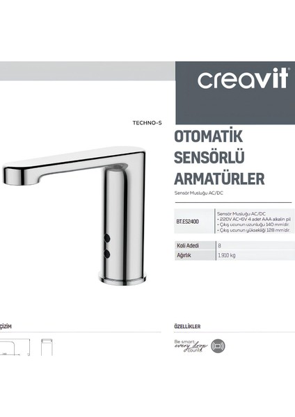 Fotoselli Lavabo Bataryası Tek Su Girişli ES2400 fiyatları