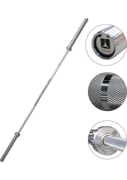 Ağırlık Halter Barı 220 cm 8 Rulmanlı Içi Dolu Düz Krom Halter Antrenman Barı