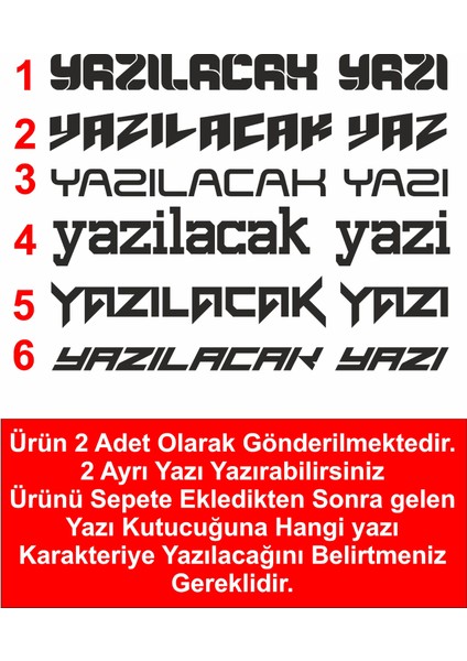 Kişisel Yazı 2 Adet Sticker Araba Oto Motosiklet Karavan Etiket 02110