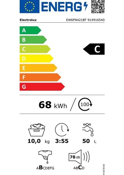 EW6FN421BT C Enerji Sınıfı 10KG 1200 Devir Çamaşır Makinesi Beyaz