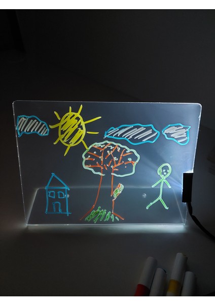 Yaz Sil Işıklı Neon Tabela Kalemli Pilli A5 (20X15CM)