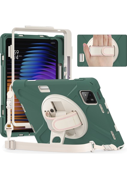 Xiaomi Pad 7 Tpu Pc Silikon Tablet Kılıfı Omuz Askılı-Zümrüt Yeşili (Yurt Dışından)