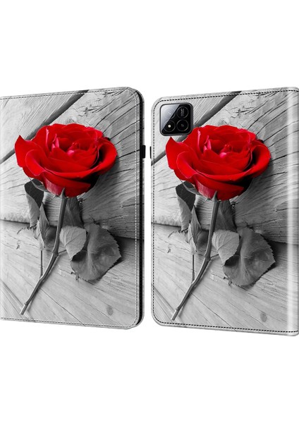 Xiaomi Pad 7/7 Pro Kılıf Desenli Baskılı Deri Tablet Kılıfı Kart Yuvalı-Gül (Yurt Dışından)