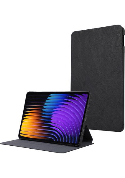 Xiaomi Pad 7/7 Pro Darbeye Dayanıklı Kılıf Standlı Pu Deri Tablet Kılıfı-Siyah (Yurt Dışından)
