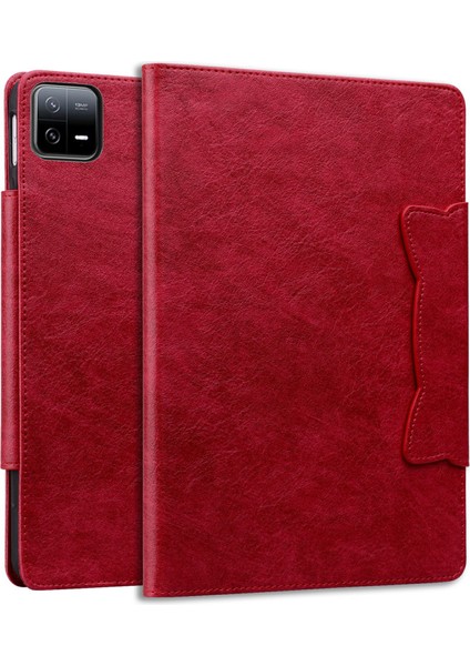 Xiaomi Pad 7 Kılıf Kedi Toka Kapatma Deri Koruyucu Kapak-Kırmızı (Yurt Dışından) indirimleri